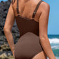 Aleumdr Womens Textured One Piece Swimsuit Tummy Control Bathing Suit Tie Knot Cutout Swimwear