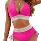 New style swimsuit - women's separate sexy bikini with high waist, covering the stomach and with a neck strap, super tight and popular on Amazon.