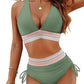New style swimsuit - women's separate sexy bikini with high waist, covering the stomach and with a neck strap, super tight and popular on Amazon.