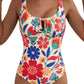 Aleumdr Womens Textured One Piece Swimsuit Tummy Control Bathing Suit Tie Knot Cutout Swimwear