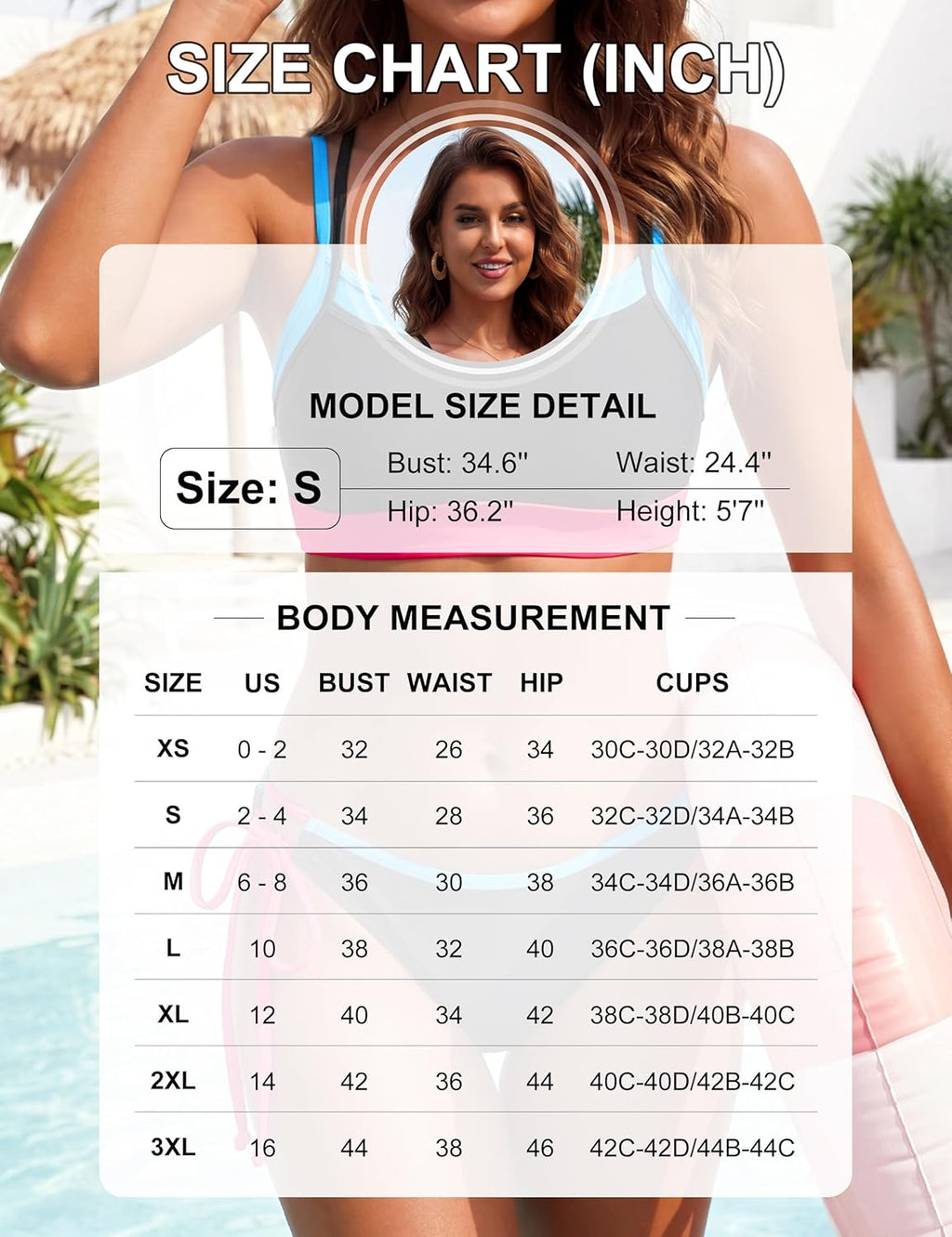 Women's bikini set - Vibrant sporty two-piece swimsuit - 2026 model - High-waisted sexy corset-style figure-hugging swimsuit