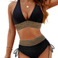 New style swimsuit - women's separate sexy bikini with high waist, covering the stomach and with a neck strap, super tight and popular on Amazon.