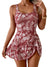 2026 European Style Women Fashion Printed Slimming One Piece Swimsuit Tummy Control Backless Skirted Swimwear