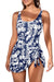 2026 European Style Women Fashion Printed Slimming One Piece Swimsuit Tummy Control Backless Skirted Swimwear