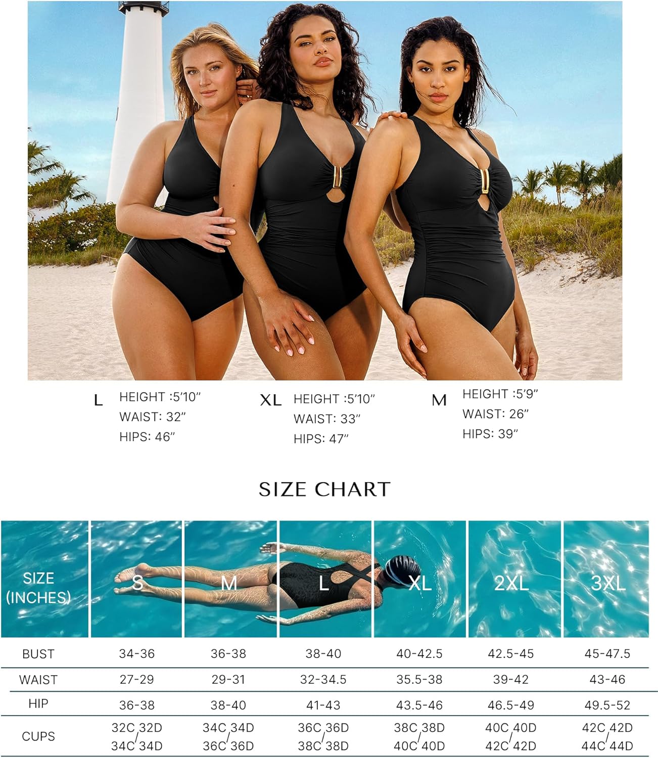 Tummy Control Swimsuits One Piece V Neck Slimming Bathing Suit for Women Cutout Ruched Shapewear Swimwear