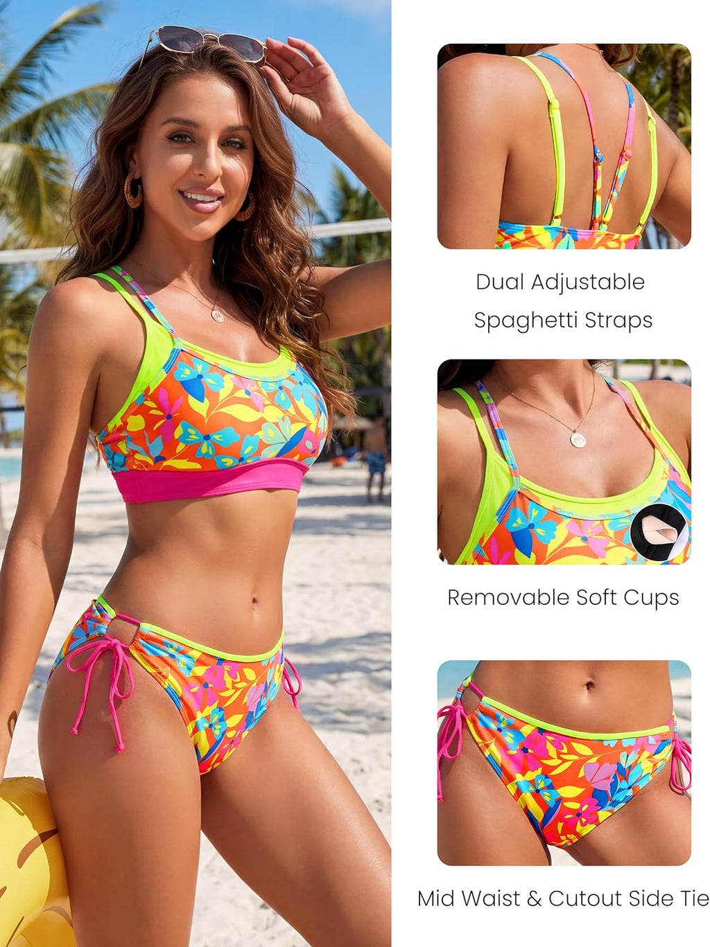 Women's bikini set - Vibrant sporty two-piece swimsuit - 2026 model - High-waisted sexy corset-style figure-hugging swimsuit