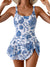 2026 European Style Women Fashion Printed Slimming One Piece Swimsuit Tummy Control Backless Skirted Swimwear