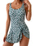 2026 European Style Women Fashion Printed Slimming One Piece Swimsuit Tummy Control Backless Skirted Swimwear