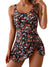 2026 European Style Women Fashion Printed Slimming One Piece Swimsuit Tummy Control Backless Skirted Swimwear