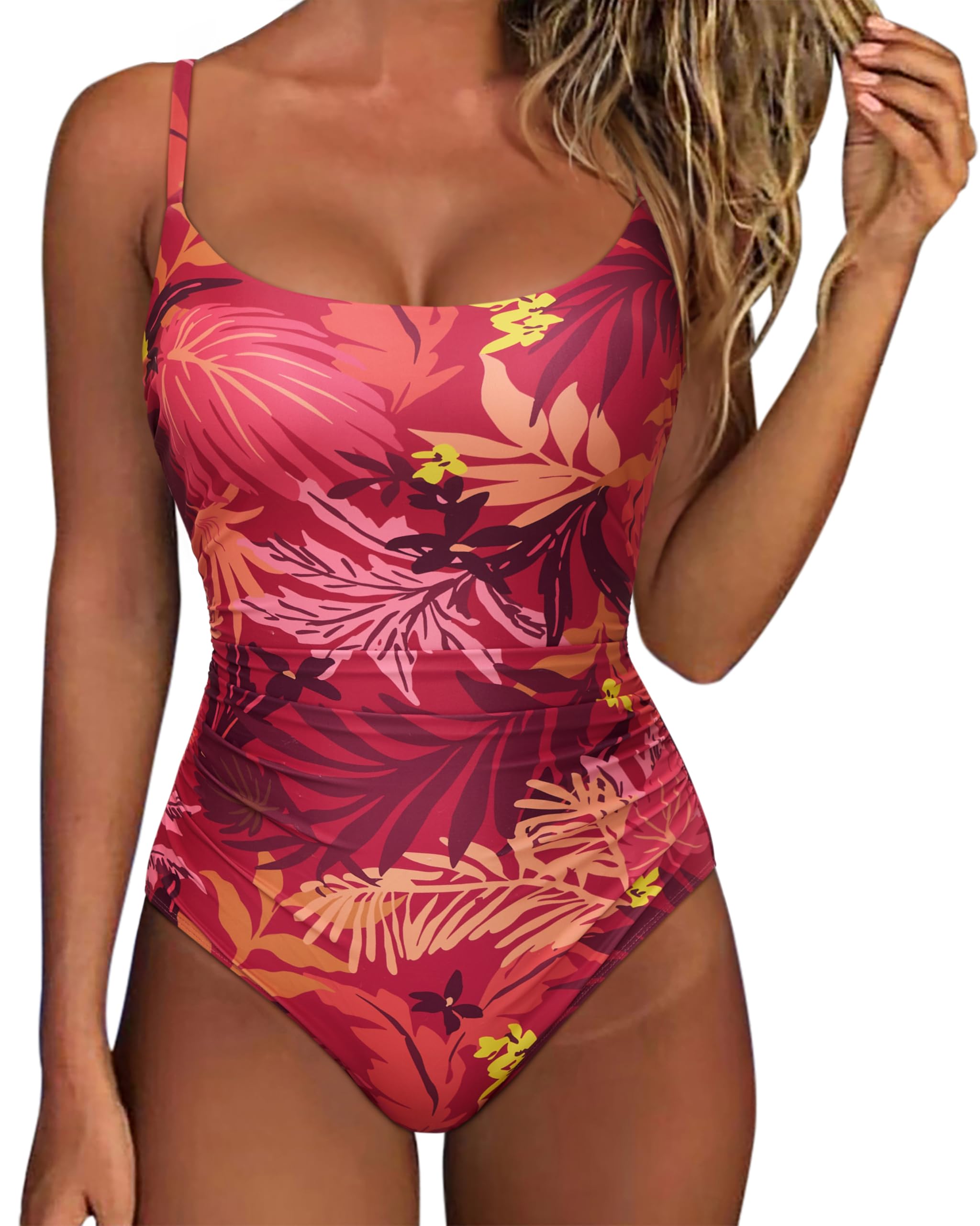 Women One Piece Tummy Control Swimsuit Crisscross Backless Bathing Suit