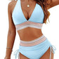 New style swimsuit - women's separate sexy bikini with high waist, covering the stomach and with a neck strap, super tight and popular on Amazon.